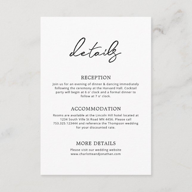 Classic Typography  Enclosure Card (Front)