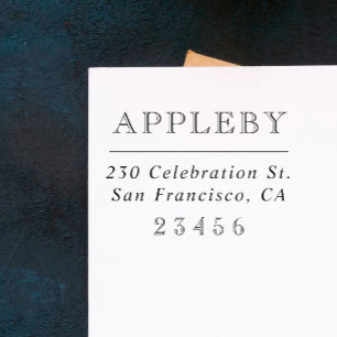 Classic Typography   Family Name & Return Address Self-inking Stamp