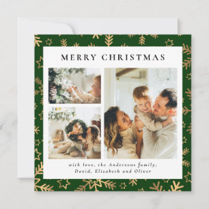 Classic Typography Green   Family Photo Christmas Holiday Card