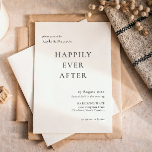 Classic Typography Happily Ever After Wedding Invitation