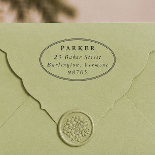 Classic Typography Oval Frame Return Address Rubber Stamp