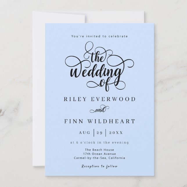 Classic Typography Script Wedding Invitation (Front)