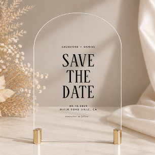 Classic Typography Wedding Save the Date Acrylic Invitations