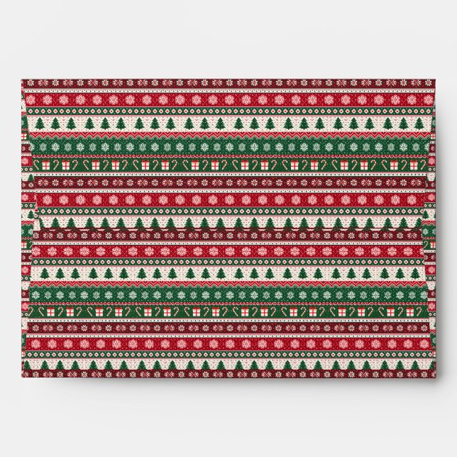 Classic Ugly Christmas Sweater Stripes Envelope (Back (Top Flap))