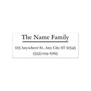 Classic Underline Family Return Address Personal Rubber Stamp