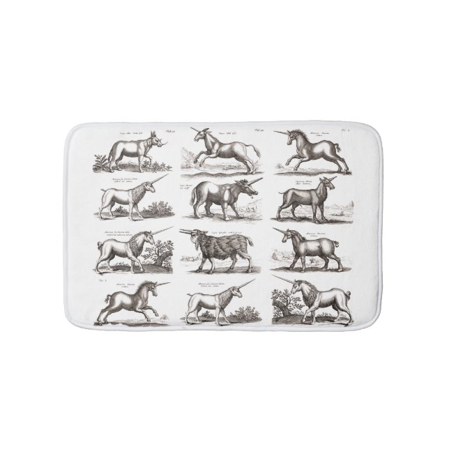 Classic Unicorn Antique Mythical Magical Creature Bath Mat (Front)