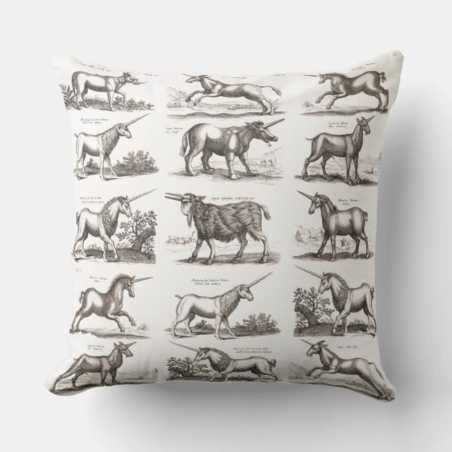 Classic Unicorn Antique Mythical Magical Creature Cushion (Front)