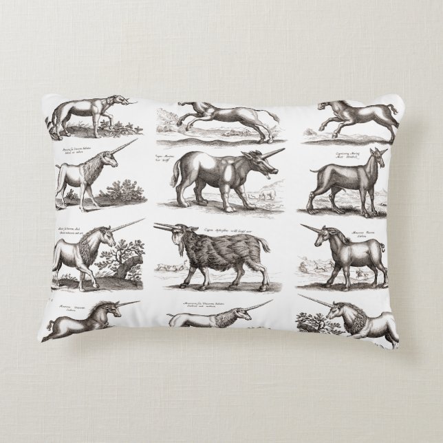 Classic Unicorn Antique Mythical Magical Creature Decorative Cushion (Back)