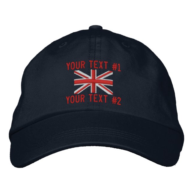 Classic Union Jack Flag England Swag Embroidery Embroidered Hat (Front)