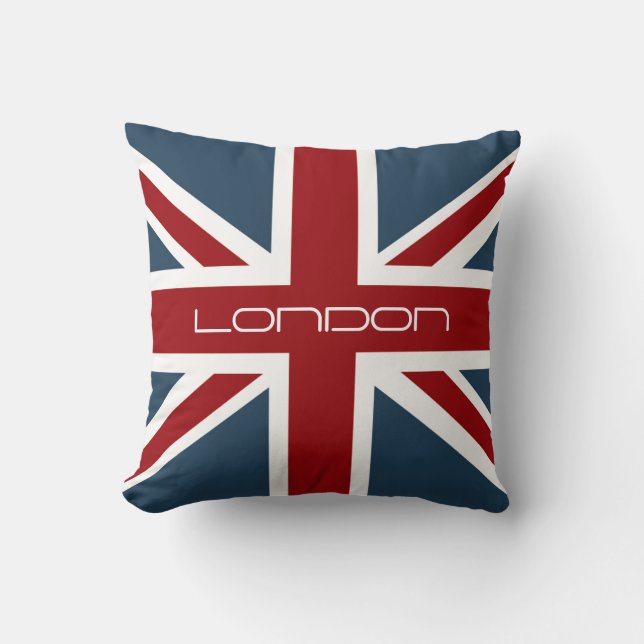 Classic Union Jack Flag with Custom London Text Cushion (Front)