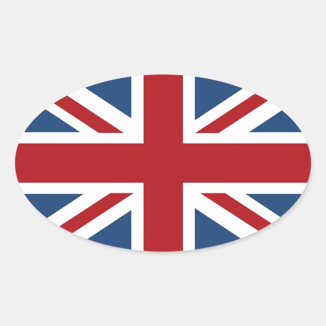 Classic Union Jack UK Flag Oval Sticker (Front)