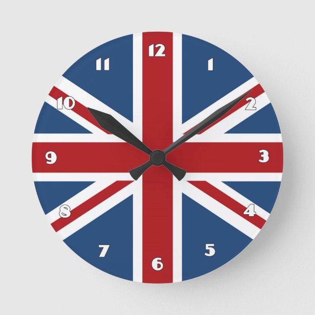Classic Union Jack UK Flag Round Clock (Front)