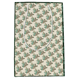 Classic Unique Green Botanical Holiday Christmas Medium Gift Bag