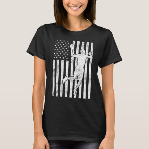 Classic Us Flag Basketball Print Usa Flag Basketba T-Shirt