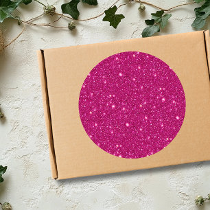 Classic Valentine Trendy Pink Glitter Style Round Sticker