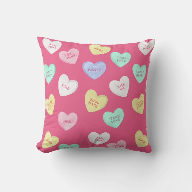Classic Valentine's Candy Hearts Cushion (Front)