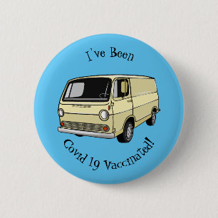 Classic van cartoon illustration 6 cm round badge