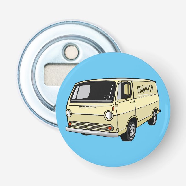 Classic van cartoon illustration bottle opener (Front)
