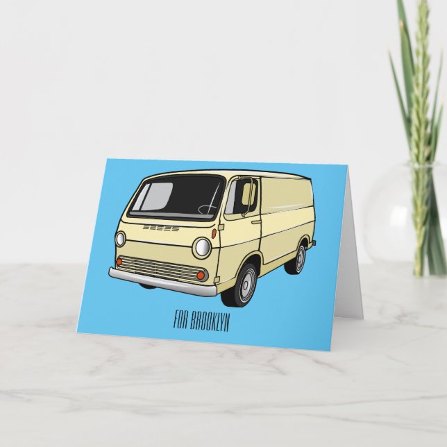 Classic van cartoon illustration card (Front)