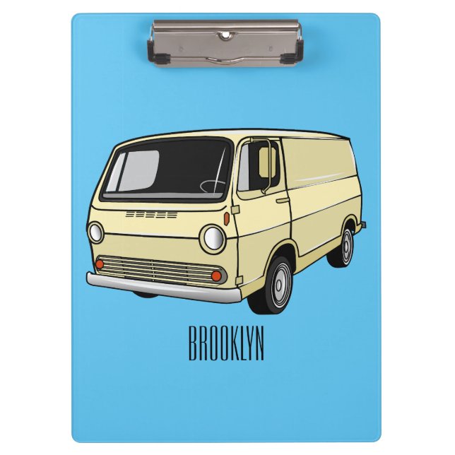 Classic van cartoon illustration clipboard (Front)