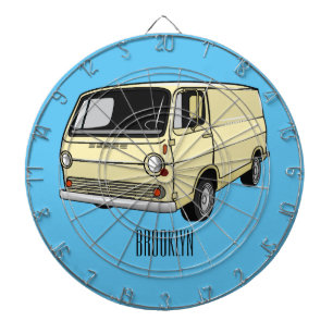 Classic van cartoon illustration dartboard