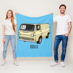 Classic van cartoon illustration fleece blanket