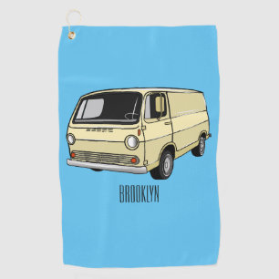 Classic van cartoon illustration golf towel