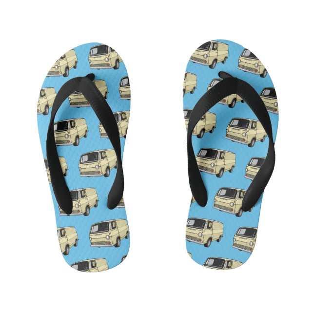 Classic van cartoon illustration kid's jandals (Footbed)