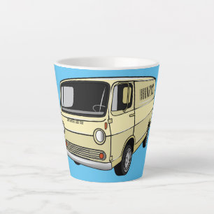 Classic van cartoon illustration latte mug