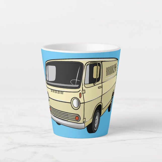 Classic van cartoon illustration latte mug (Front)
