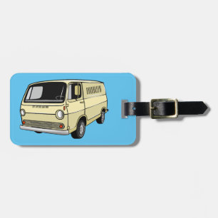 Classic van cartoon illustration luggage tag
