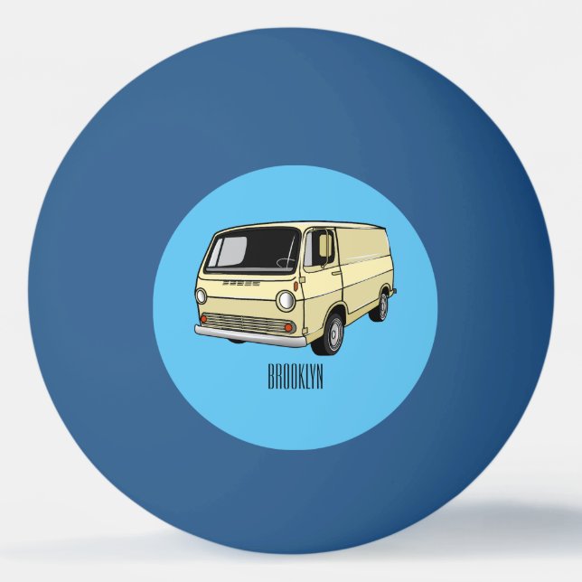 Classic van cartoon illustration ping pong ball (Front)