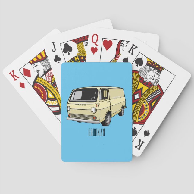 Classic van cartoon illustration playing cards (Back)
