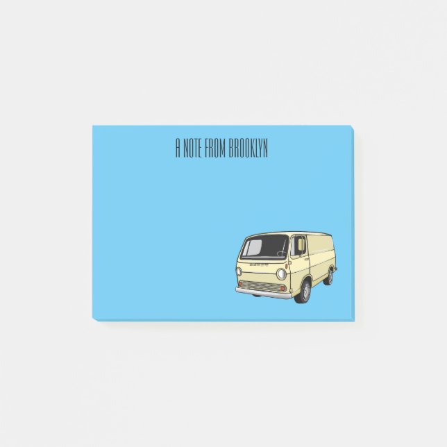 Classic van cartoon illustration post-it notes (Front)