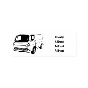 Classic van cartoon illustration rubber stamp