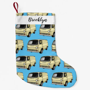 Classic van cartoon illustration small christmas stocking