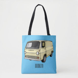 Classic van cartoon illustration tote bag