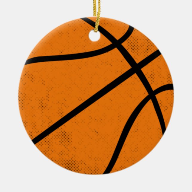 Classic Varsity Basketball Hoops Game Day Style Ceramic Tree Decoration (Front)