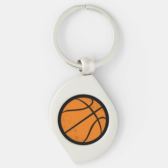 Classic Varsity Basketball Hoops Game Day Style Key Ring (Front)
