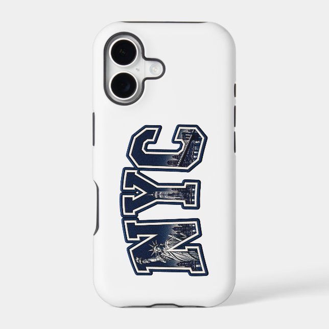 Classic Varsity NYC Typography White iPhone Case (Back)