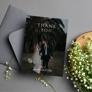 Classic Vertical Photo Wedding Thank You Card