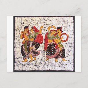 CLASSIC VIBRANT INDIAN BATIK PAINTING POSTCARD