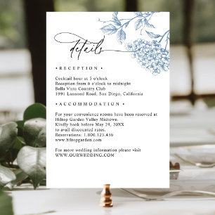 Classic Victorian Blue Floral Wedding Enclosure Card