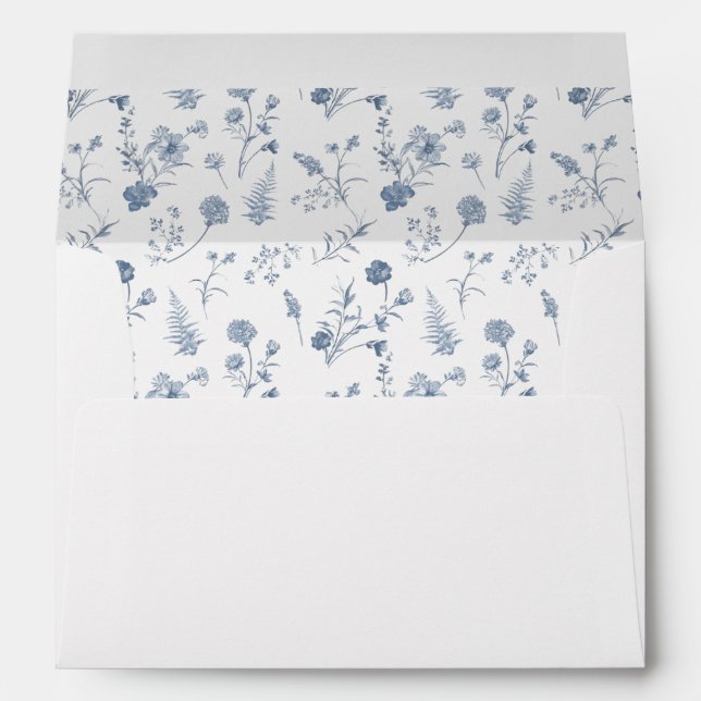 Classic Victorian Blue French Garden Chic Wedding Envelope (Back (Bottom))