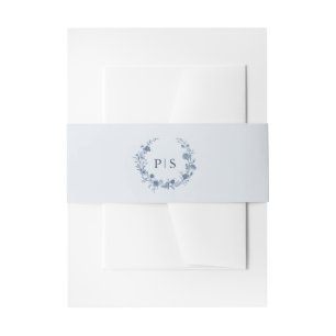 Classic Victorian Blue French Garden Chic Wedding Invitation Belly Band