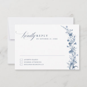 Classic Victorian Blue French Garden Chic Wedding  RSVP Card