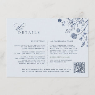 Classic Victorian Blue French QR Code Wedding Enclosure Card