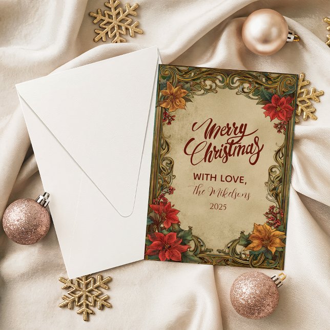 Classic Victorian Christmas Florals Holiday Card (Creator Uploaded)