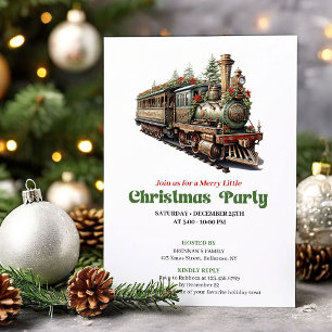 Classic Victorian Christmas Train Party Invitation