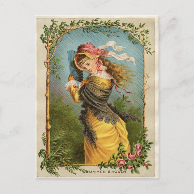 Classic Victorian Etching - Summer Shower Postcard (Front)